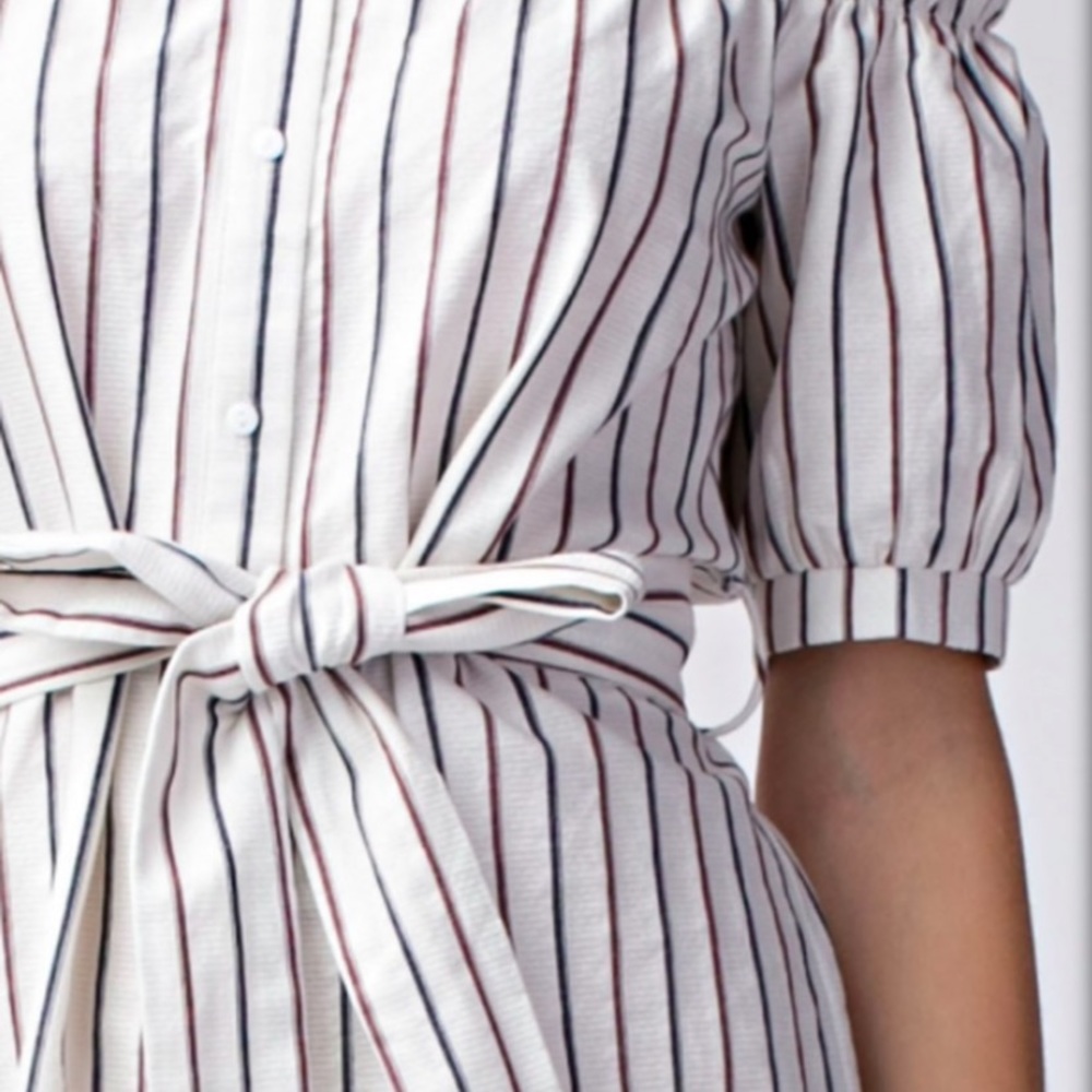 Honey Punch Striped Off the Shoulder Shirtdress - Picture 6 of 6